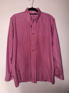 Louis Philippe Pink & Blue Plaid Button-Down Shirt